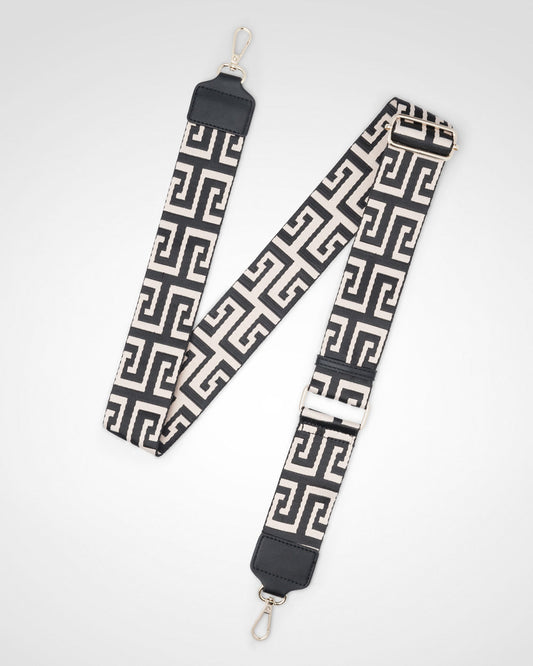 Graphic bag strap- black & stone