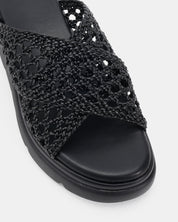 Novo | BRANTLEY BLACK WEAVE WEDGE SANDALS