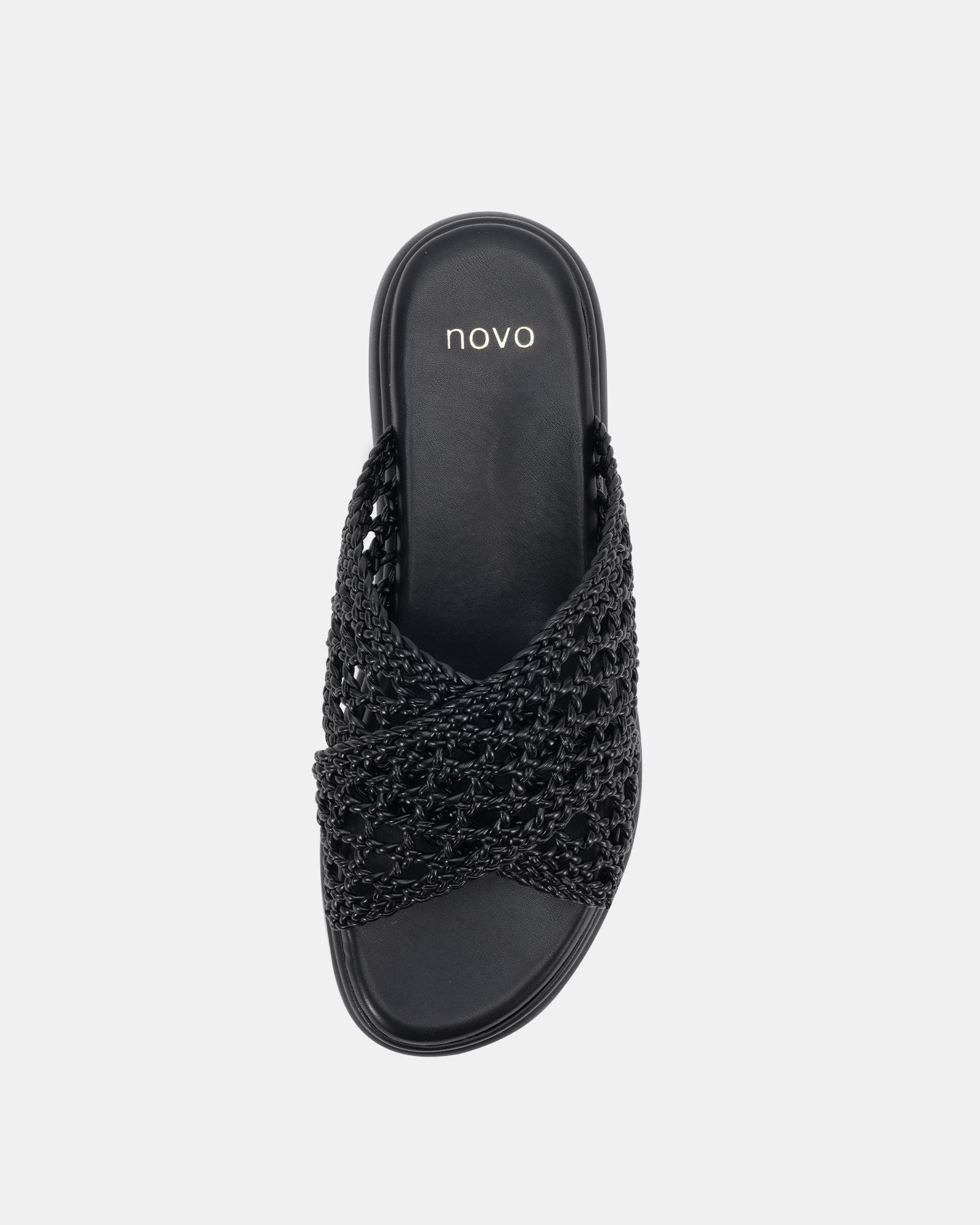Novo | BRANTLEY BLACK WEAVE WEDGE SANDALS