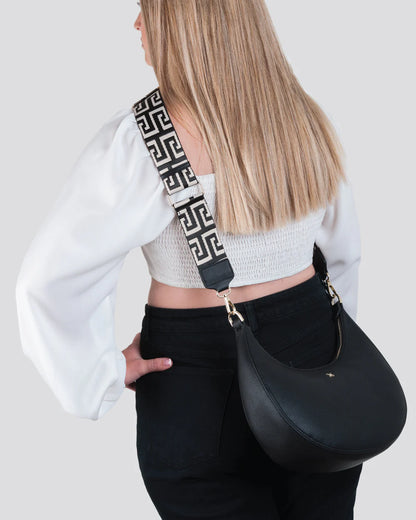 Graphic bag strap- black & stone