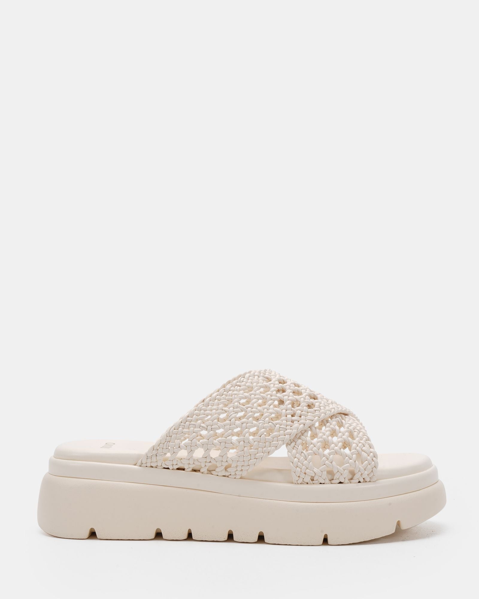 BRANTLEY CREAM WEAVE WEDGE SANDALS