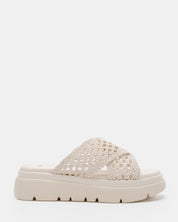 BRANTLEY CREAM WEAVE WEDGE SANDALS