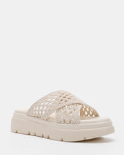 BRANTLEY CREAM WEAVE WEDGE SANDALS