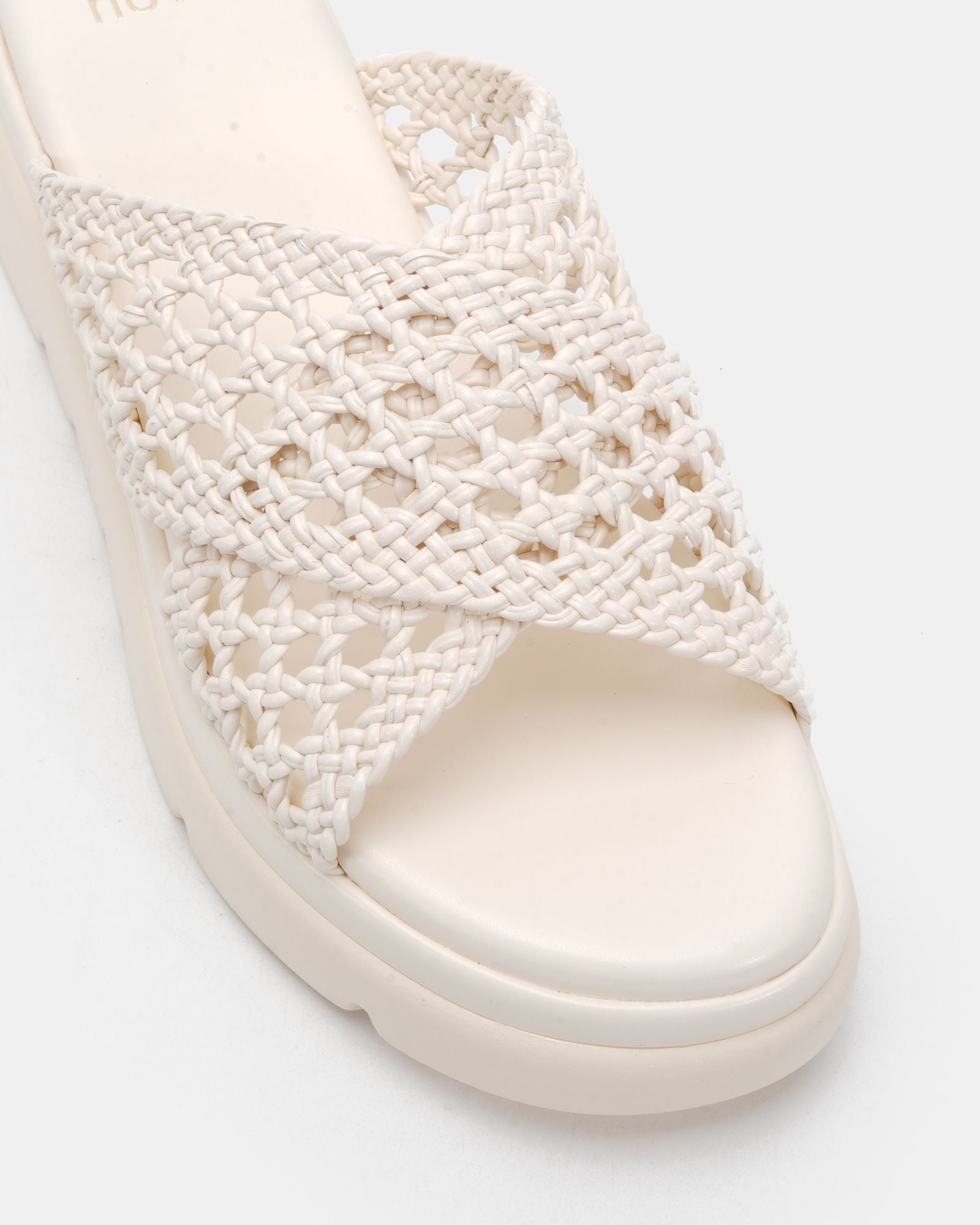 BRANTLEY CREAM WEAVE WEDGE SANDALS