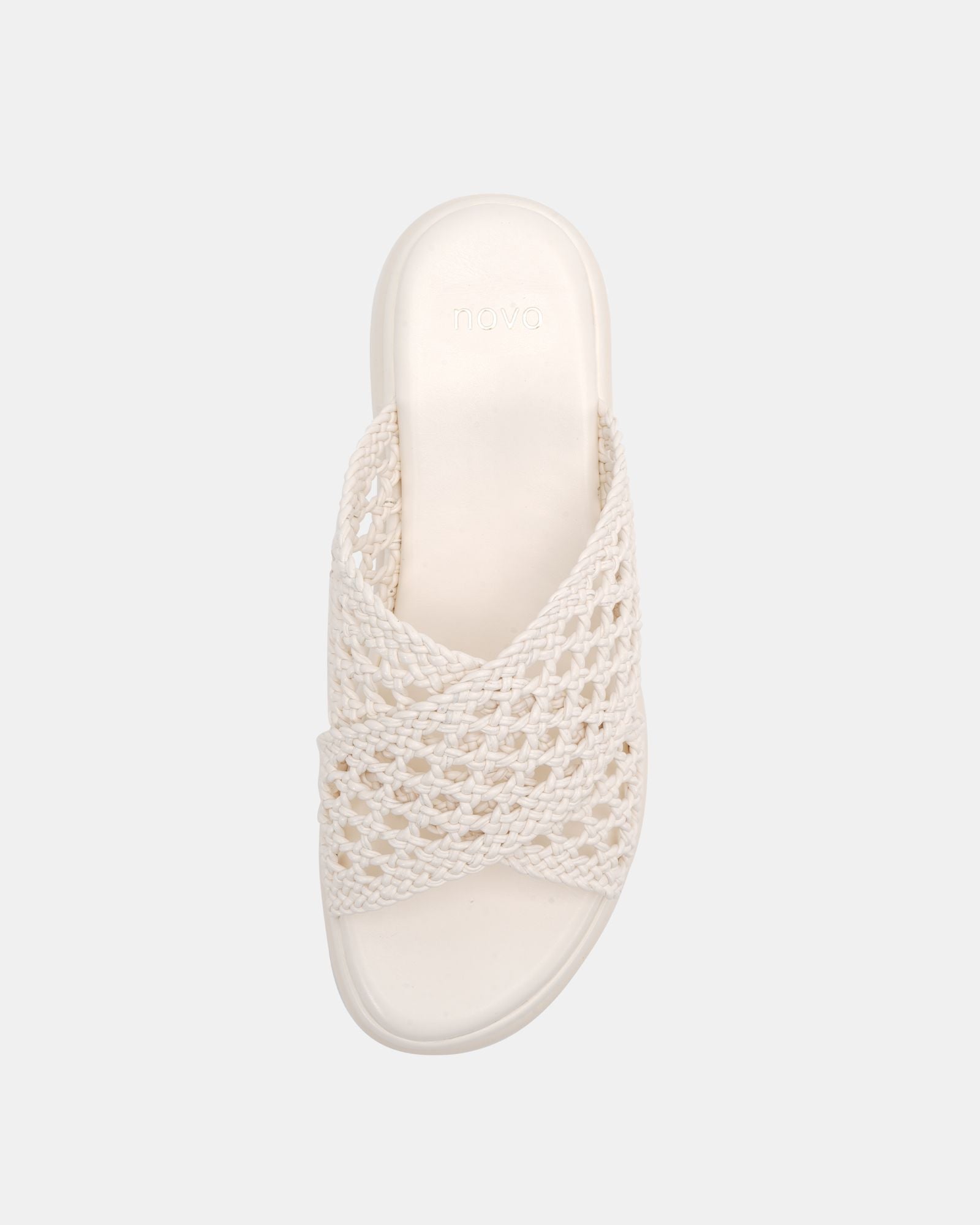 BRANTLEY CREAM WEAVE WEDGE SANDALS