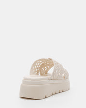 BRANTLEY CREAM WEAVE WEDGE SANDALS