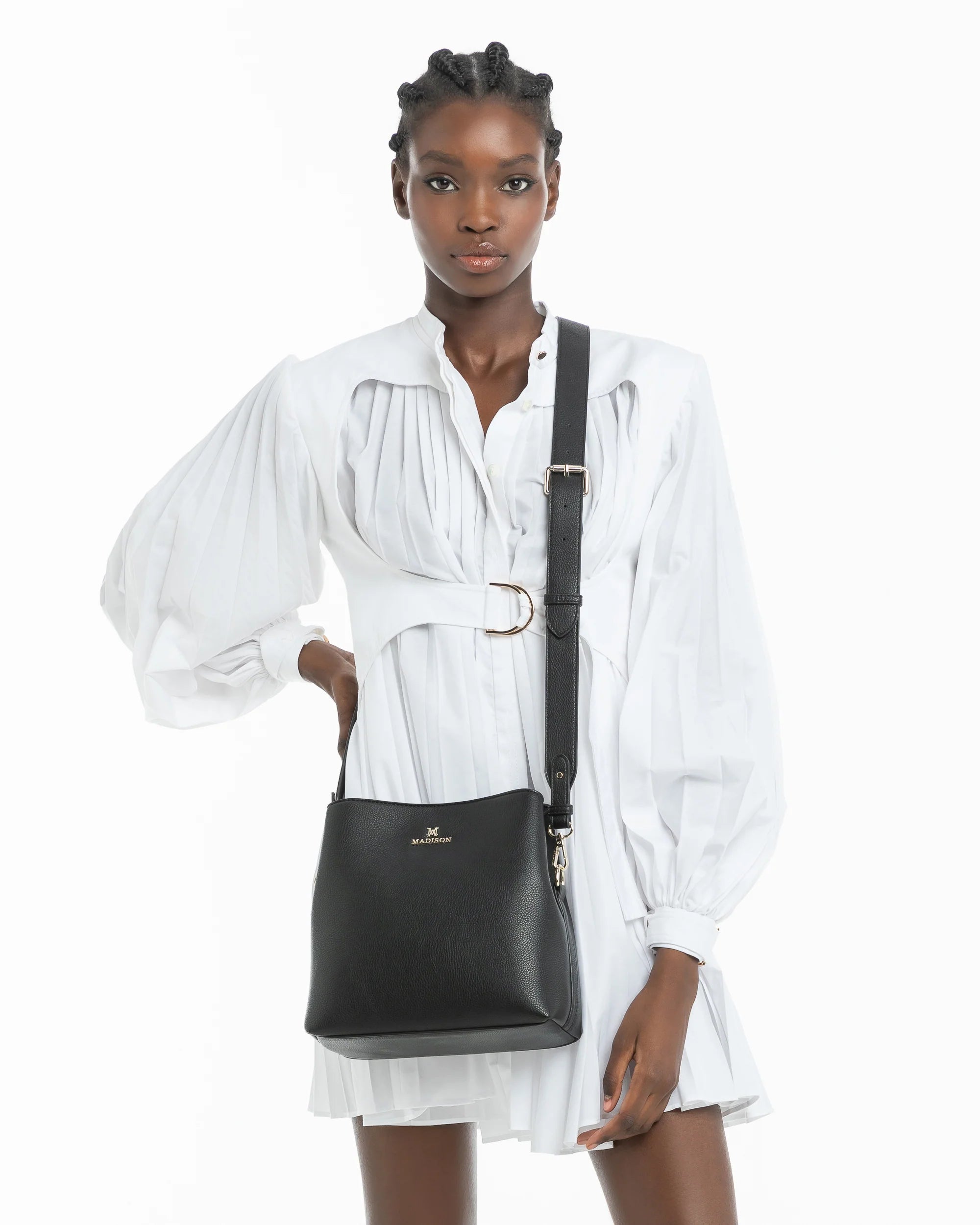 Joanie 3 compartment crossbody bucket bag