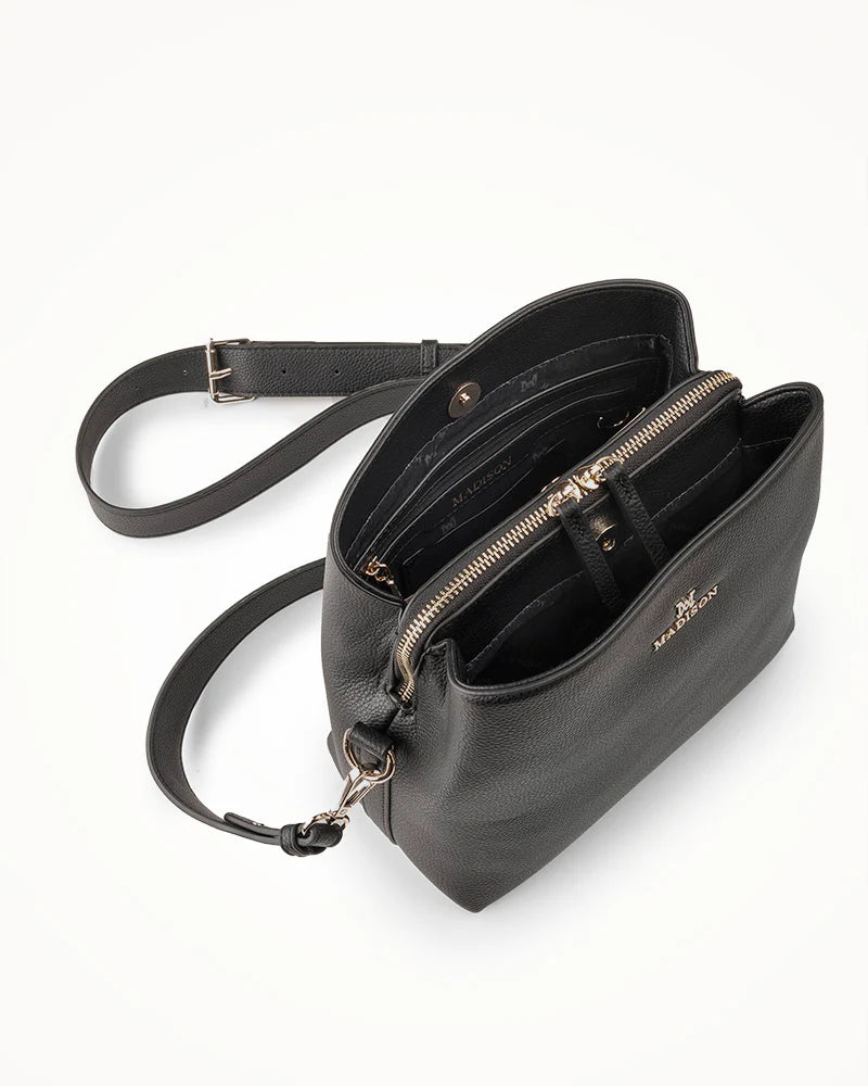 Joanie 3 compartment crossbody bucket bag
