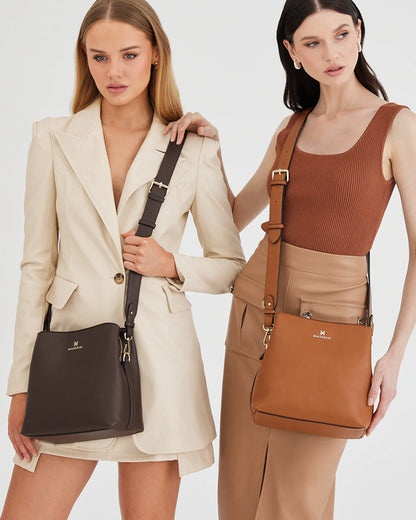 Joanie 3 compartment crossbody bucket bag