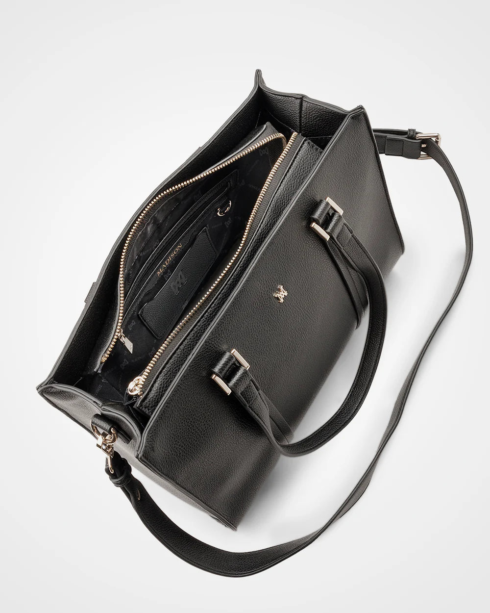 Riley zip top tote with crossbody strap