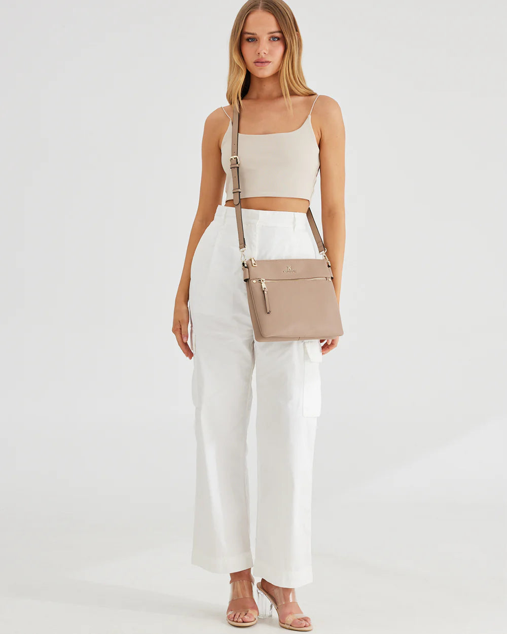 Renee zip top 2 compartment crossbody bag