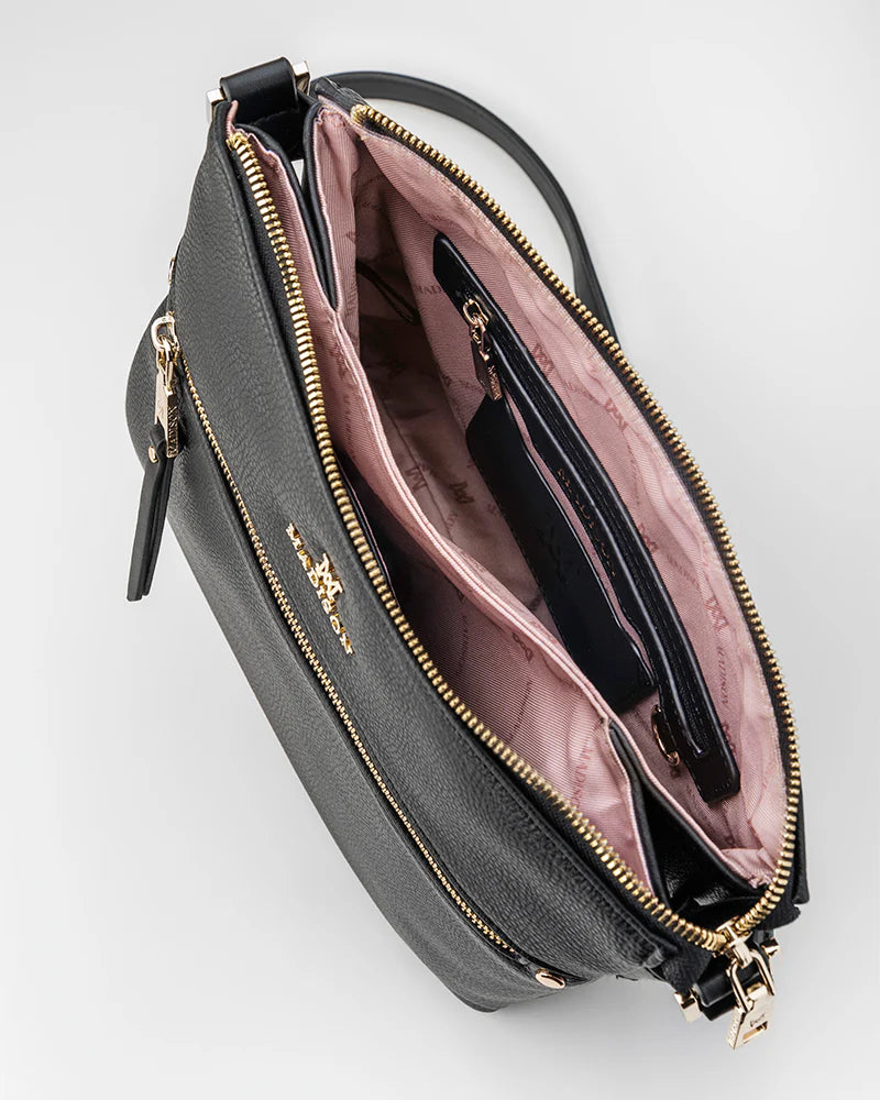 Renee zip top 2 compartment crossbody bag