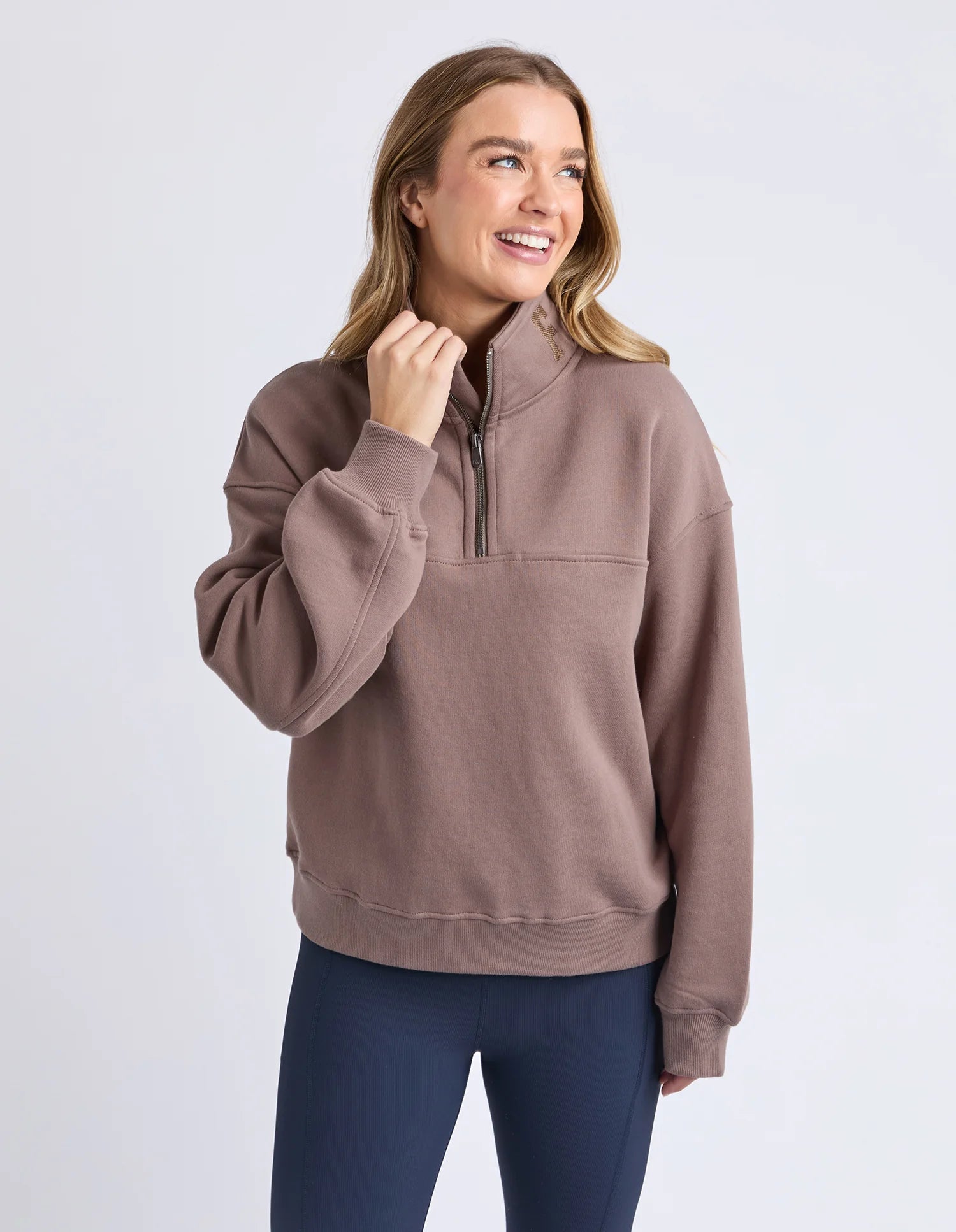 Foxwood| College Zip Crew Mocha
