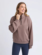 Foxwood| College Zip Crew Mocha