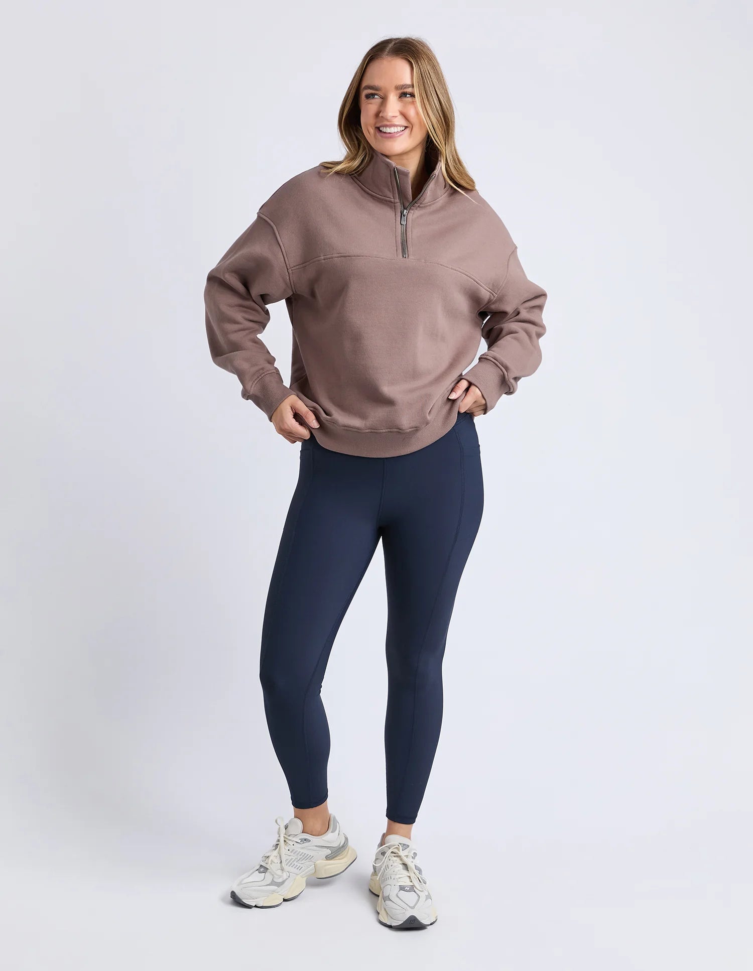 Foxwood| College Zip Crew Mocha