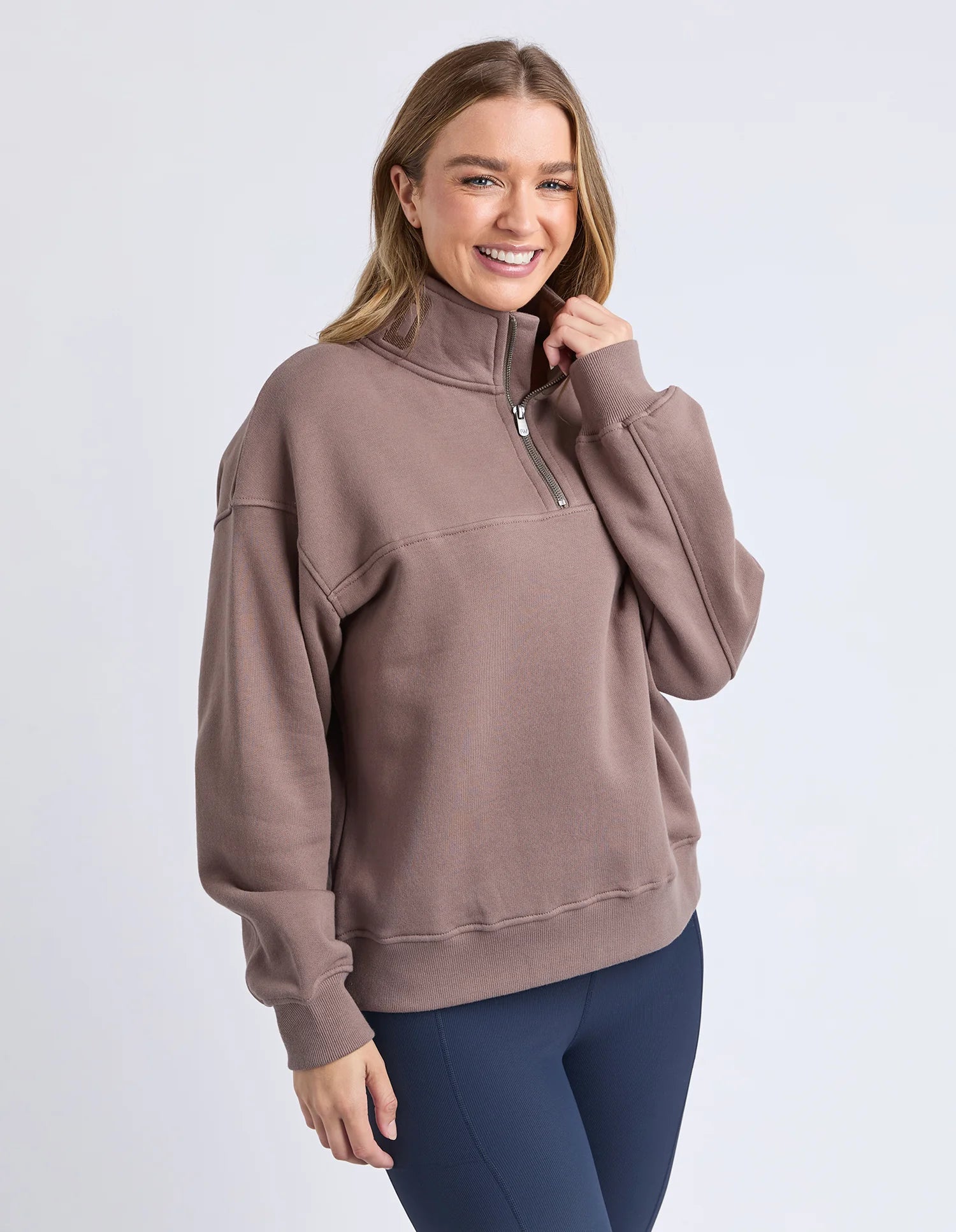 Foxwood| College Zip Crew Mocha