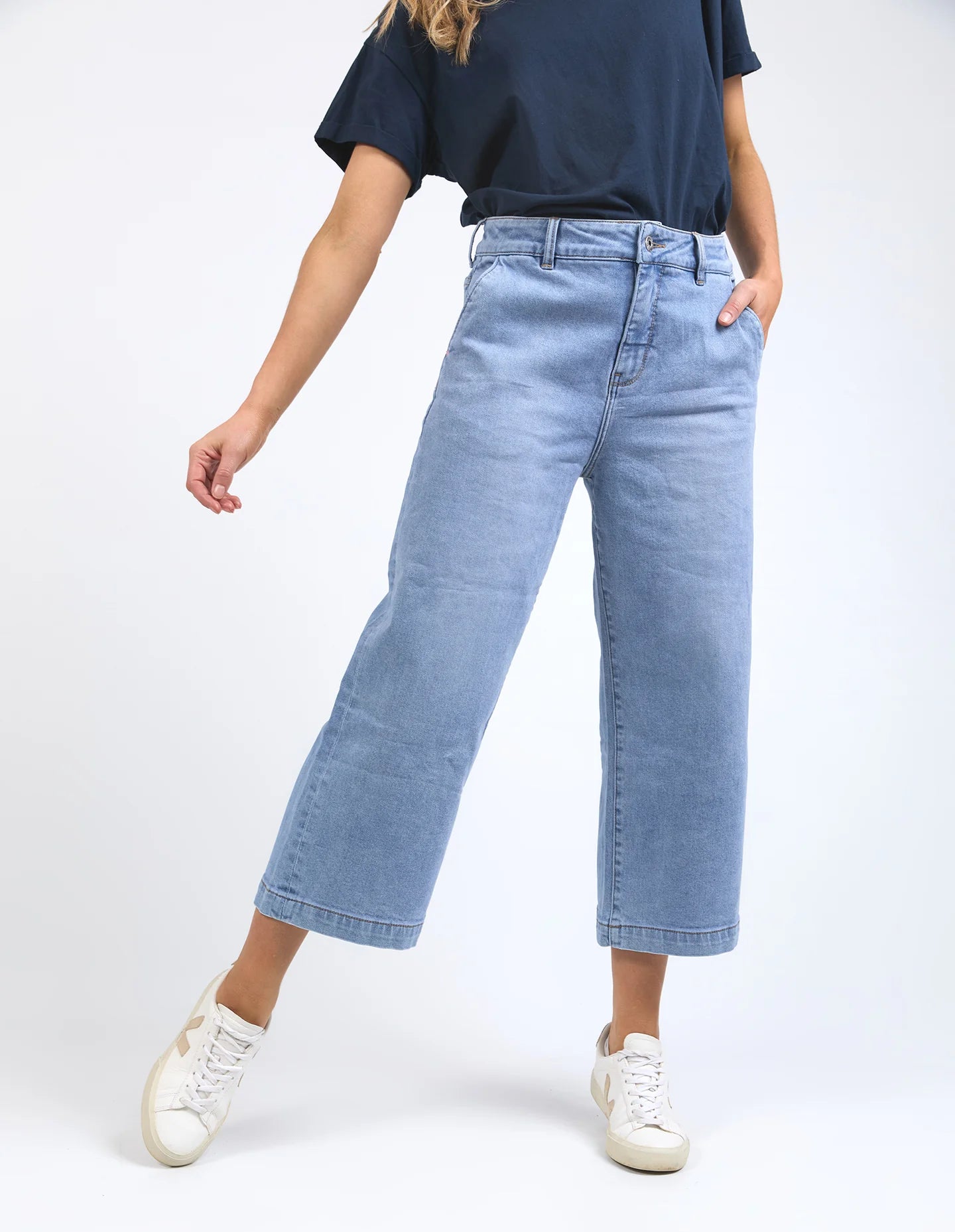 Sidney Cropped Wide Leg Jean Light Blue Wash