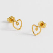 Estella Bartlett Wire Heart Stud Earrings - Gold