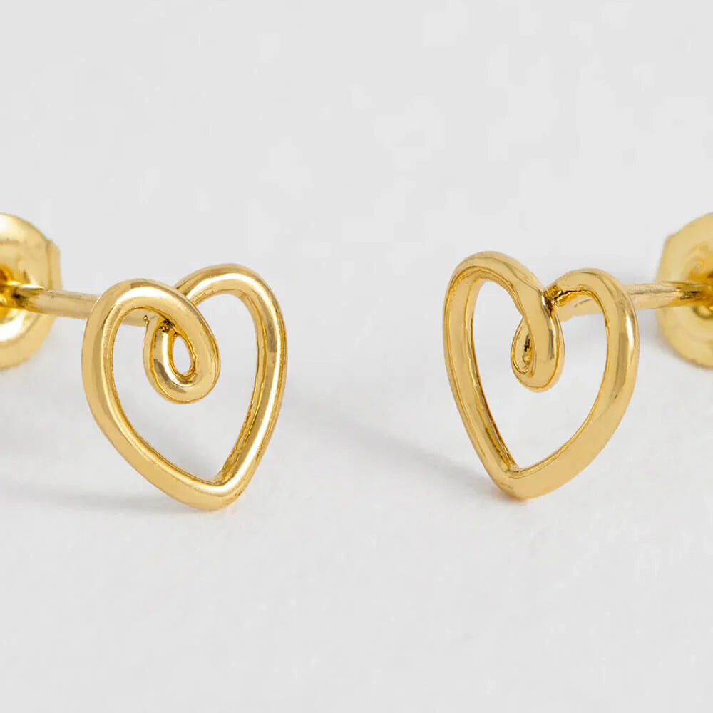Estella Bartlett Wire Heart Stud Earrings - Gold