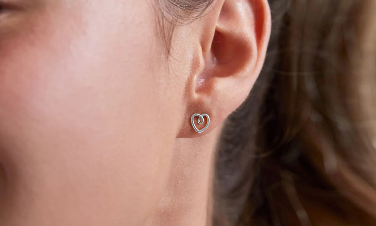 Estella Bartlett Wire Heart Stud Earrings - Silver