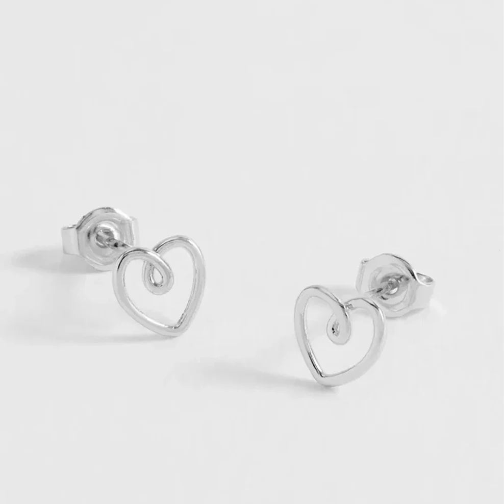 Estella Bartlett Wire Heart Stud Earrings - Silver