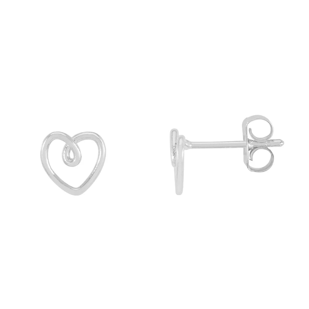 Estella Bartlett Wire Heart Stud Earrings - Silver