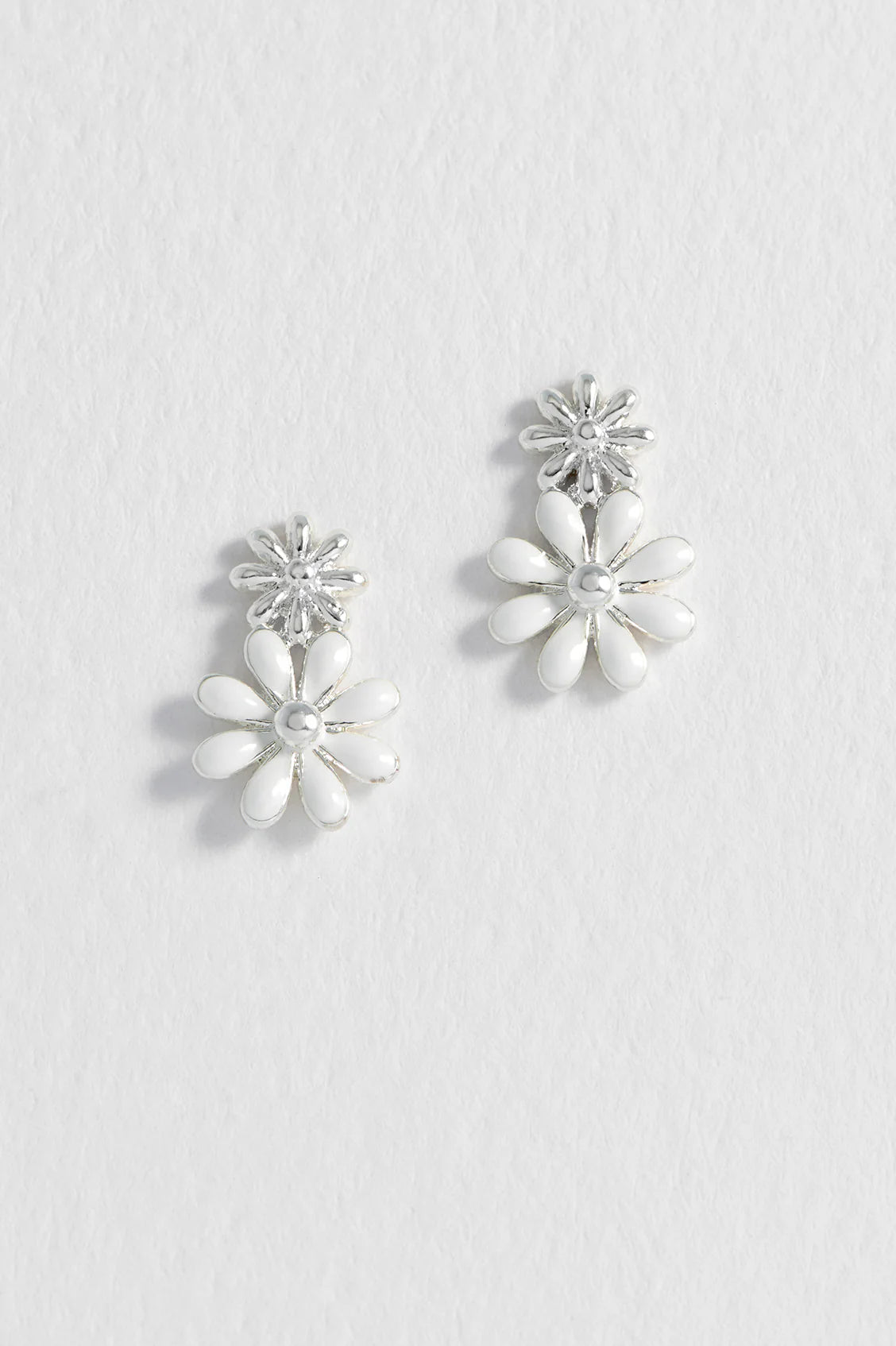 Estella Bartlett |White Enamel Double Flower Studs