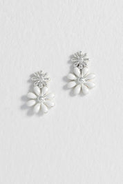 Estella Bartlett |White Enamel Double Flower Studs