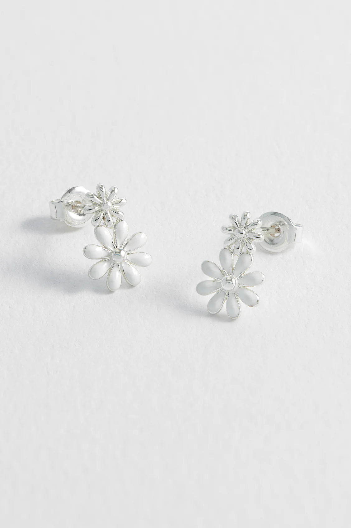 Estella Bartlett |White Enamel Double Flower Studs