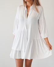Alia long sleeve dress- white