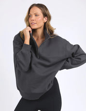 College Zip Crew Charcoal