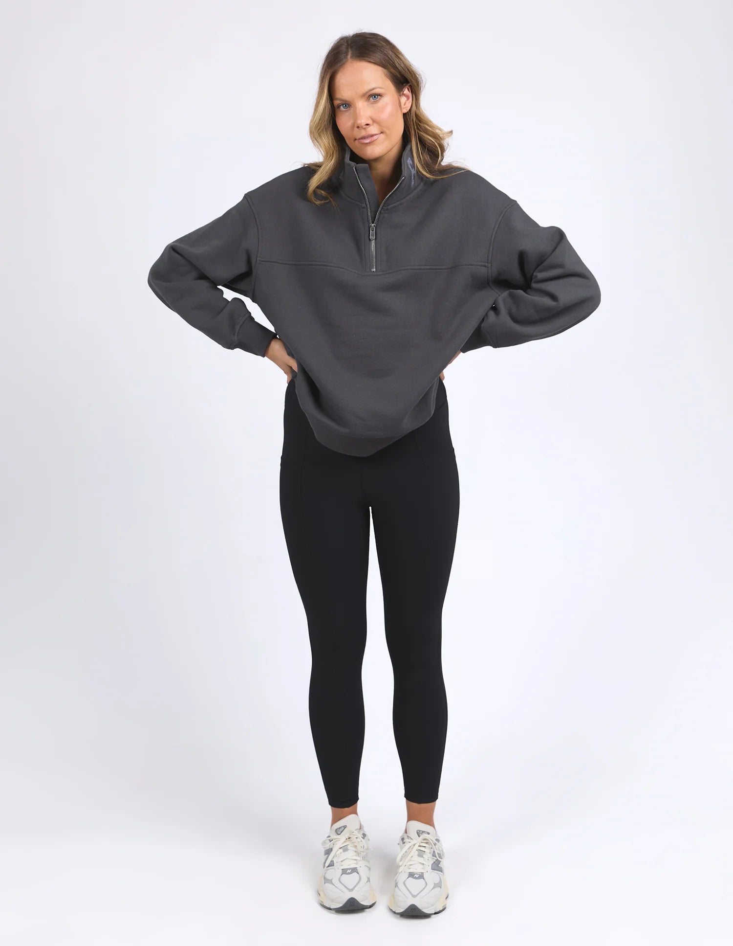 College Zip Crew Charcoal