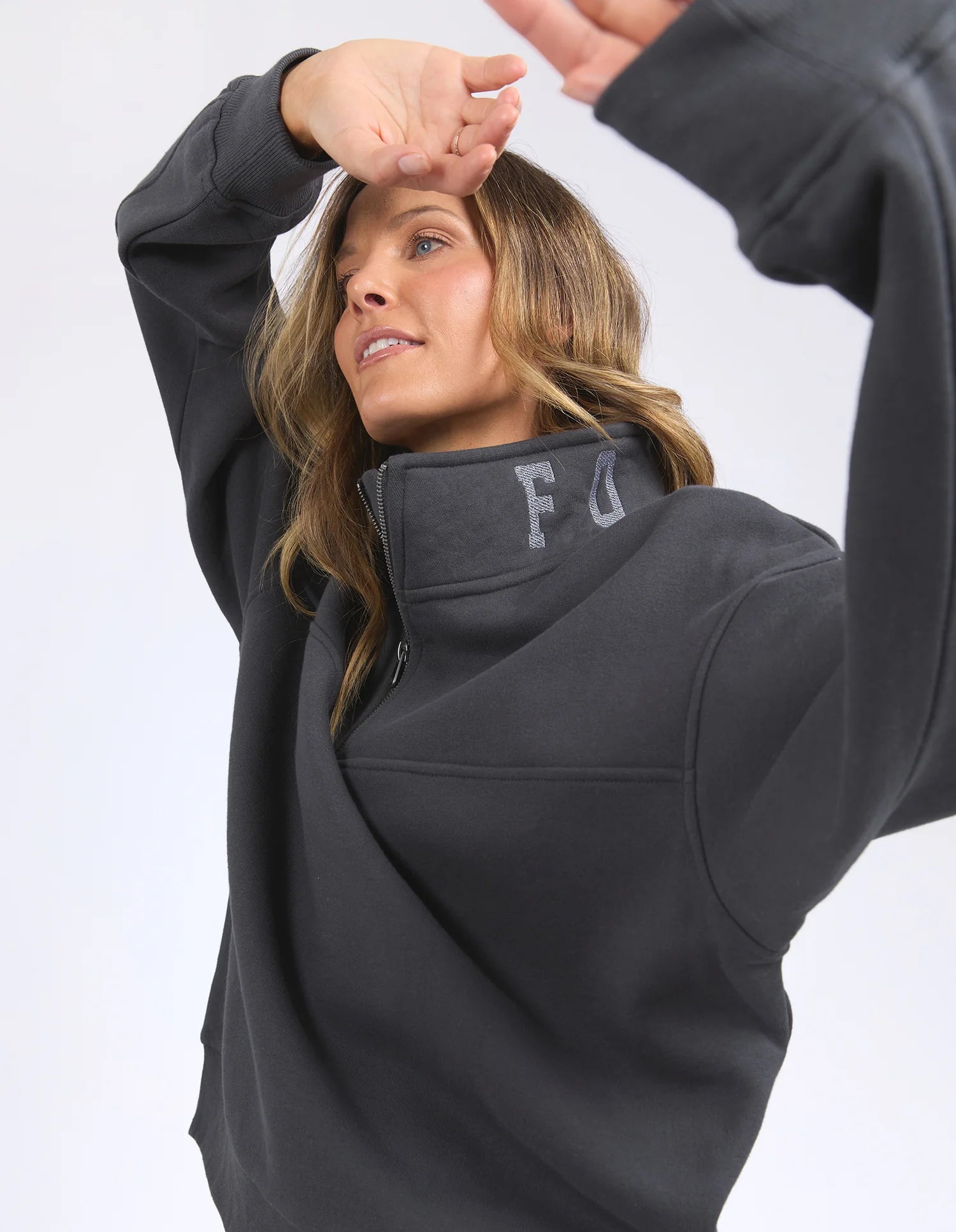 College Zip Crew Charcoal