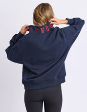 College Contrast Zip Crew Navy With Red