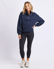 College Contrast Zip Crew Navy With Red