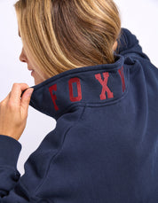 College Contrast Zip Crew Navy With Red