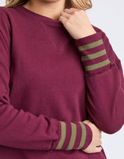 Foxwood| Alex Stripe Cuff Crew Windsor Wine