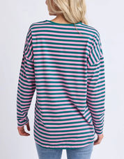 Elm | Lauren Long Sleeve Tee Stripe Teal/Quartz