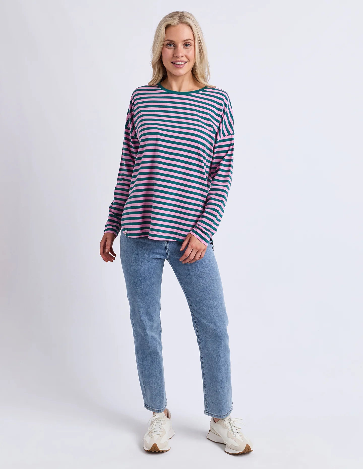 Elm | Lauren Long Sleeve Tee Stripe Teal/Quartz