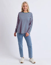 Elm | Lauren Long Sleeve Tee Stripe Teal/Quartz