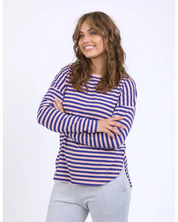 LAUREN L/S STRIPE TEE - DEEP BLUE AND BLUSH STRIPE