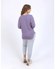 LAUREN L/S STRIPE TEE - DEEP BLUE AND BLUSH STRIPE