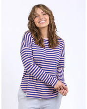 LAUREN L/S STRIPE TEE - DEEP BLUE AND BLUSH STRIPE