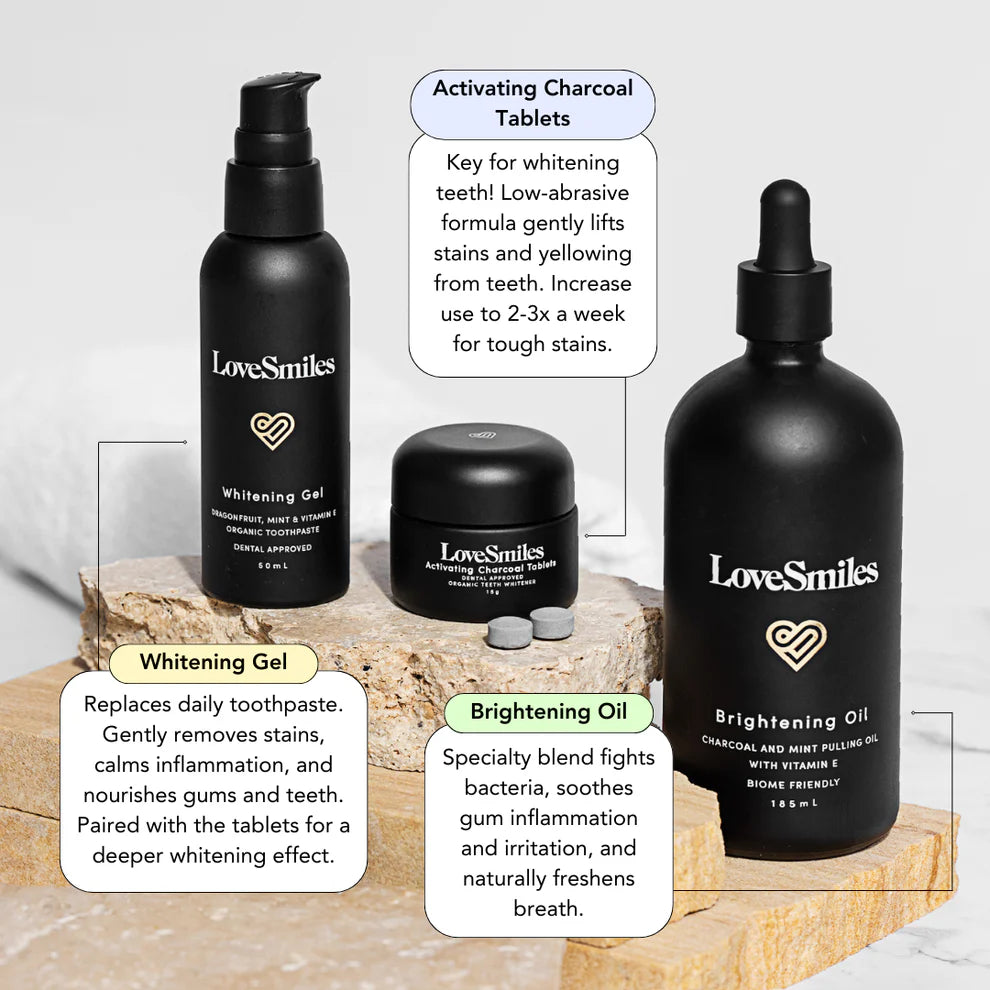Lovesmiles / 3-Step Coconut Charcoal Oral Care and Whitening Kit
