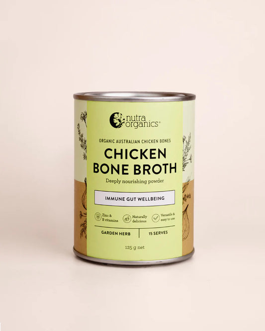Chicken bone broth- garden herbs