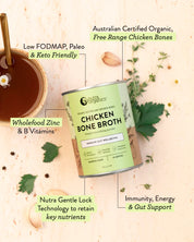 Chicken bone broth- garden herbs