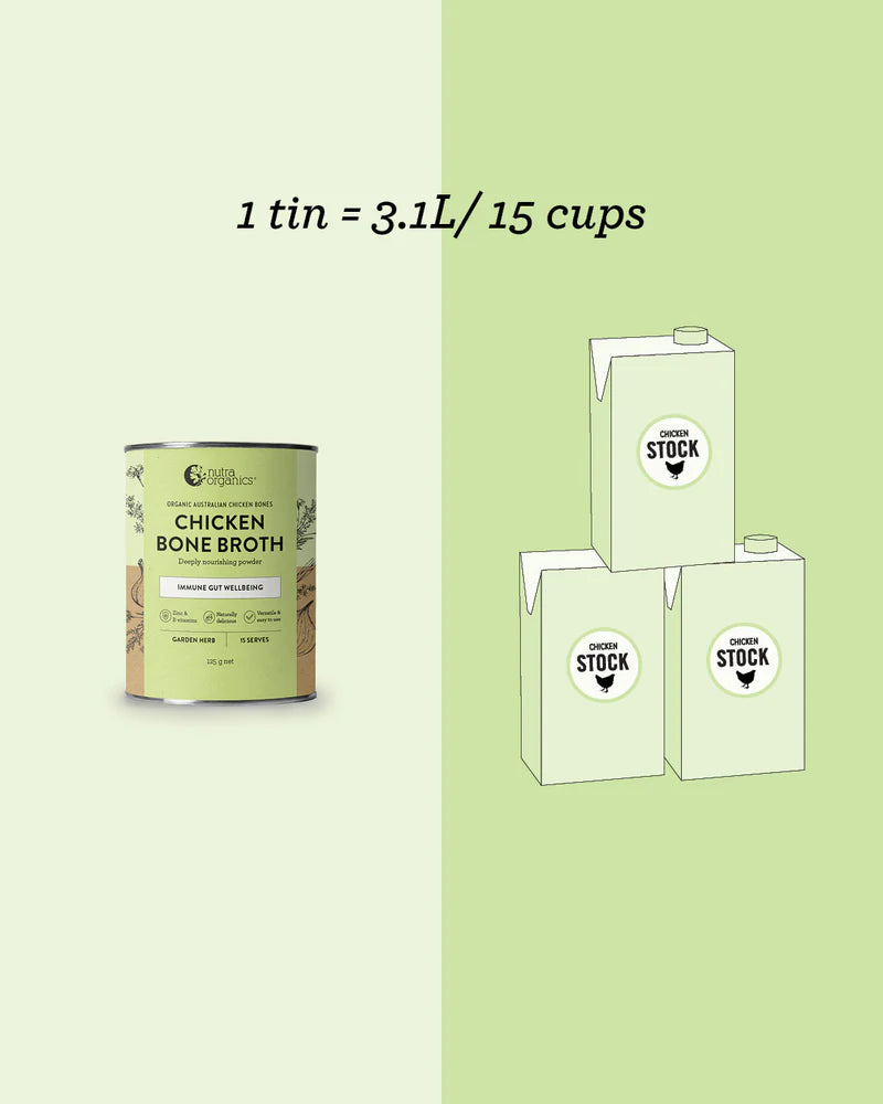 Chicken bone broth- garden herbs