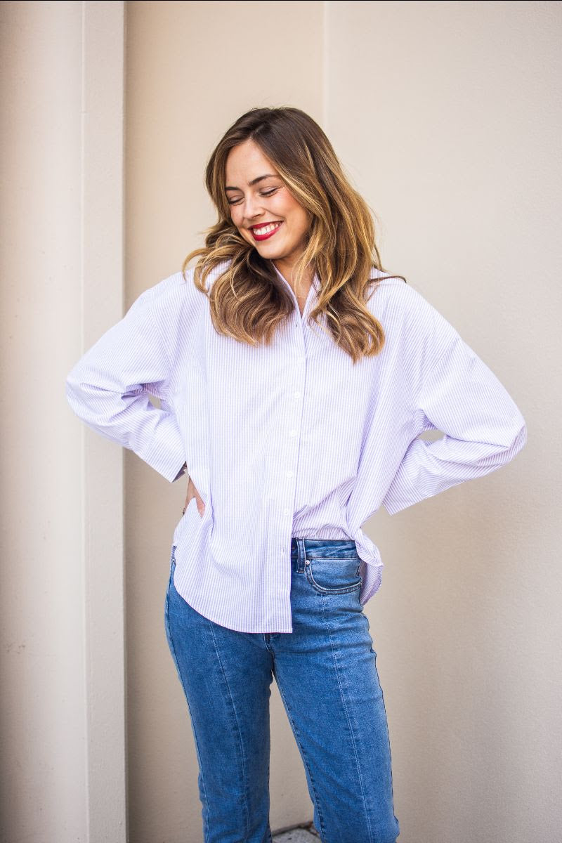 Purple pin stripe shirt