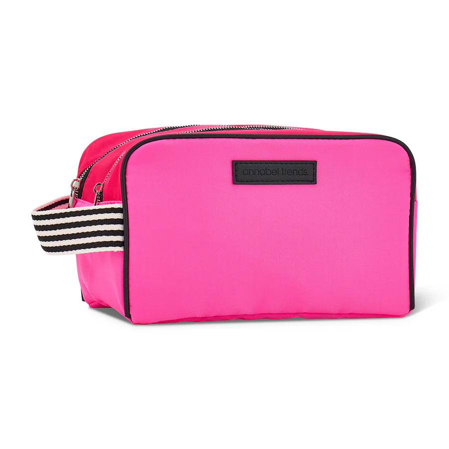 AT Hype - Double Zip Toiletry Bag- pink & black