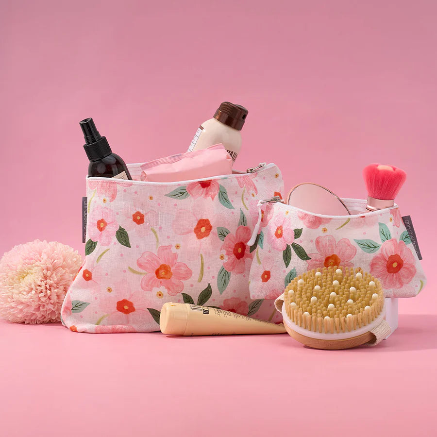 Cosmetic Bag - Linen - Large - Meadow Blush